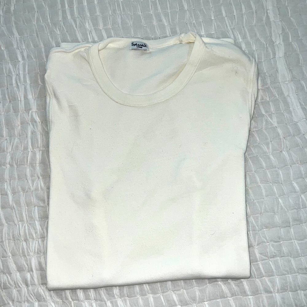Splendid Soft White Stretchy Classic Tee Shirt, JR Large